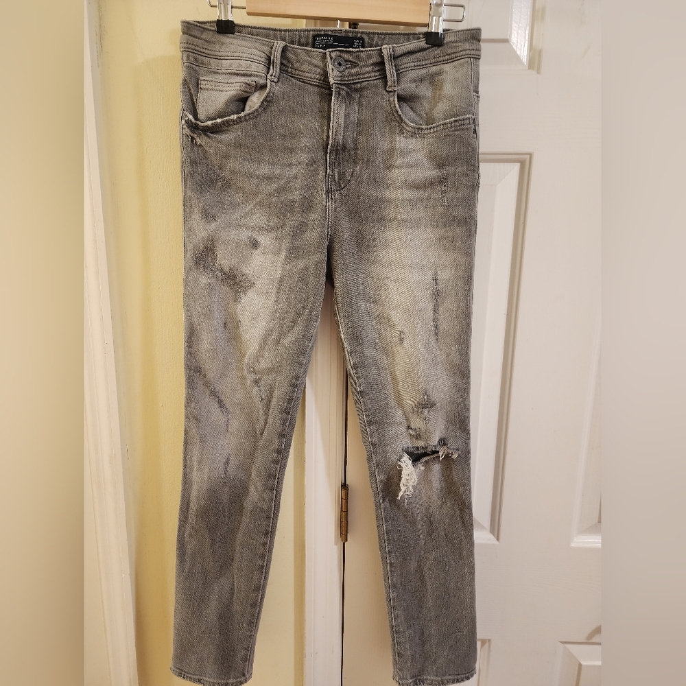 Gray Zara Distressed Skinny Jeans